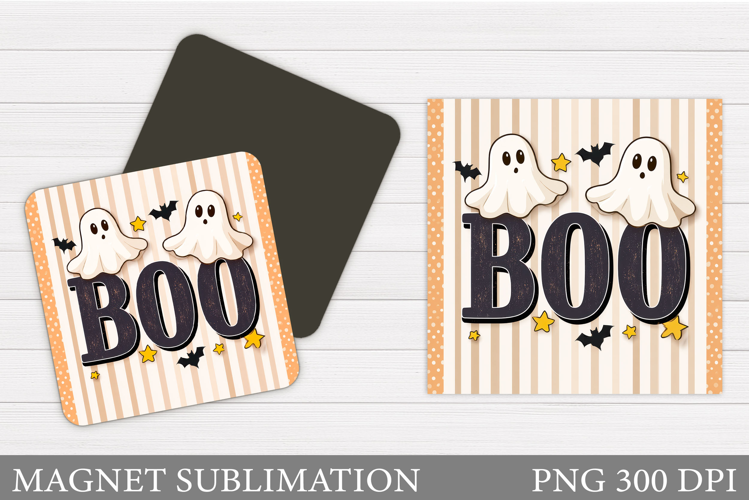 Boo Magnet Design. Cute Ghost Magnet Sublimation