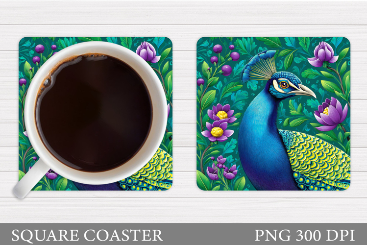 Cute Peacock Coaster Design. Peacock Sublimation
