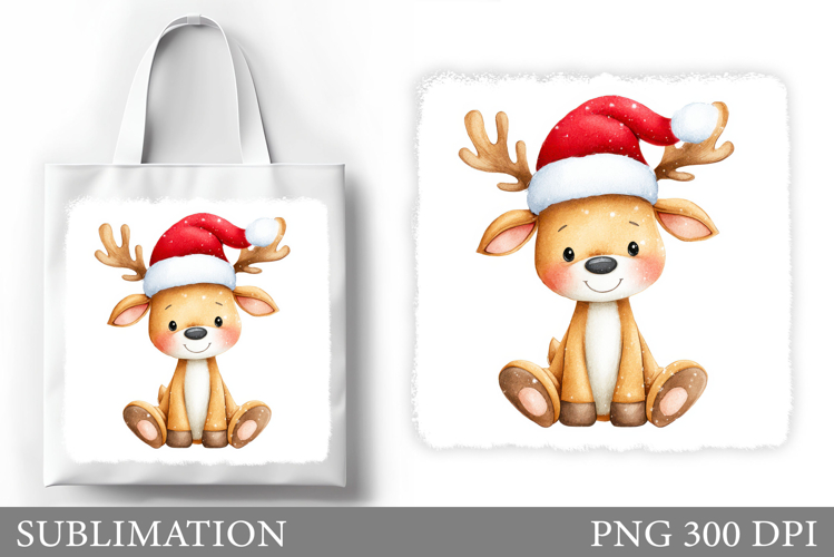 Christmas Deer Tote Bag. Christmas Tote Bag Design