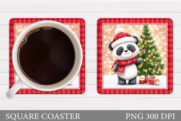Christmas Panda Coaster. Christmas Coaster Sublimation