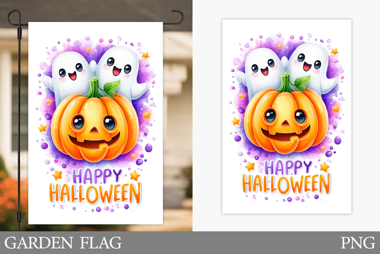 Halloween Garden Flag Design. Halloween Pumpkin Garden Flag