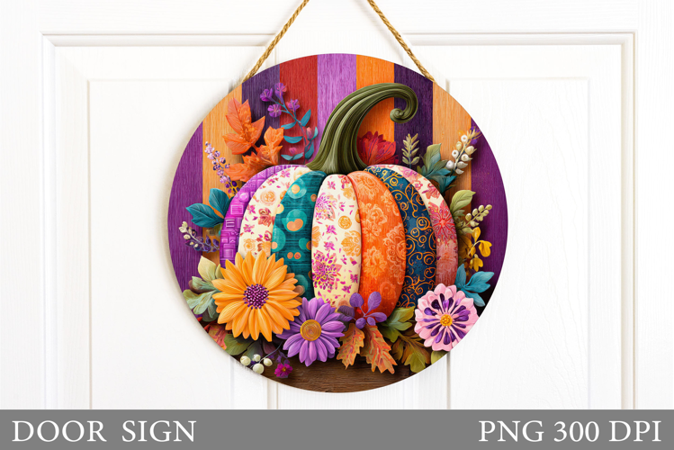 Pumpkin Door Sign Sublimation. Fall Door Sign Design