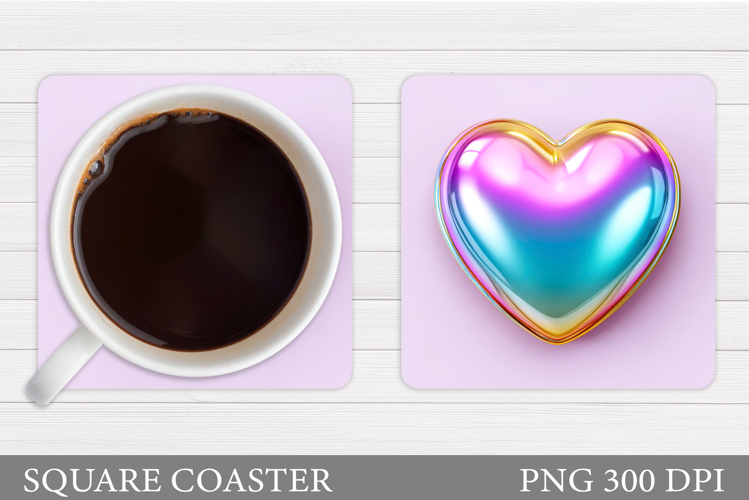 Heart Coaster Sublimation. Valentine Square Coaster Design
