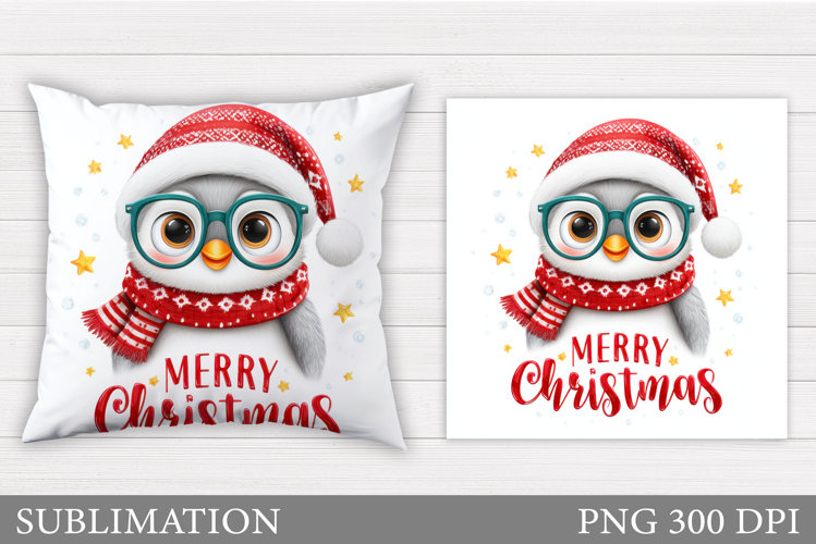Christmas Penguin Pillow. Christmas Pillow Design