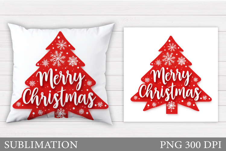 Christmas Tree Pillow. Merry Christmas Pillow Sublimation