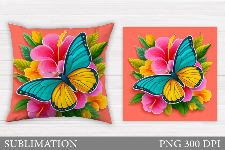 Butterfly Pillow Sublimation. Butterfly Sublimation