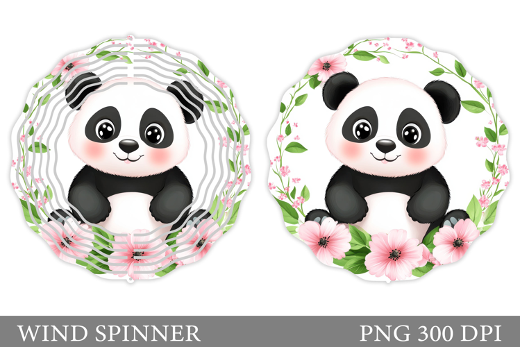 Cute Panda Wind Spinner. Panda Flowers Wind Spinner Design