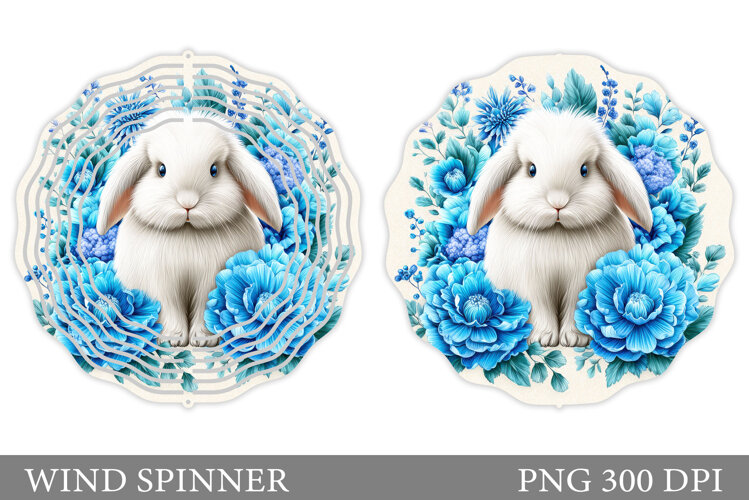 Cute Bunny Wind Spinner. Bunny Flowers Wind Spinner Design example image 1