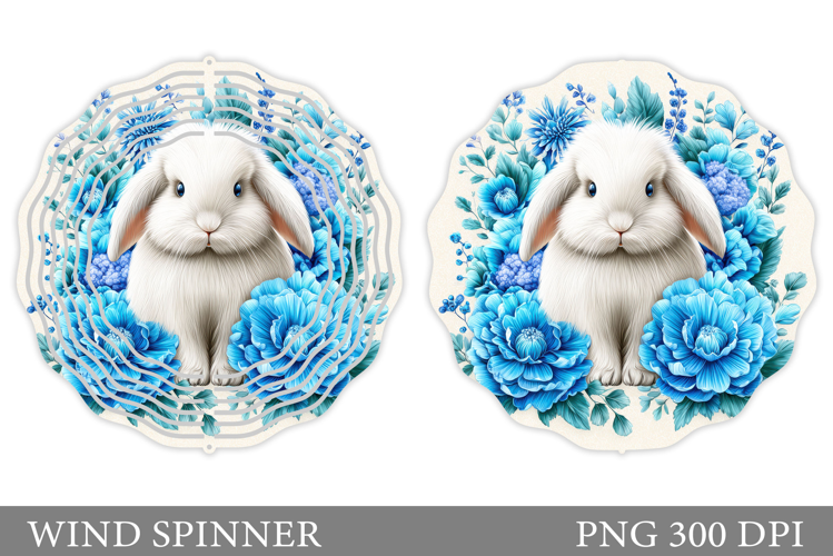 Cute Bunny Wind Spinner. Bunny Flowers Wind Spinner Design