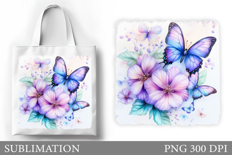 Butterflies Tote Bag Sublimation. Butterflies Sublimation example image 1