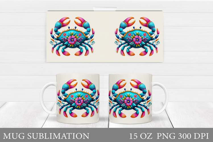 Crab Mug Design. Crab Mug Wrap Sublimation