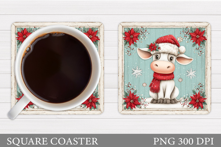 Christmas Cow Coaster. Christmas Cow Coaster Sublimation