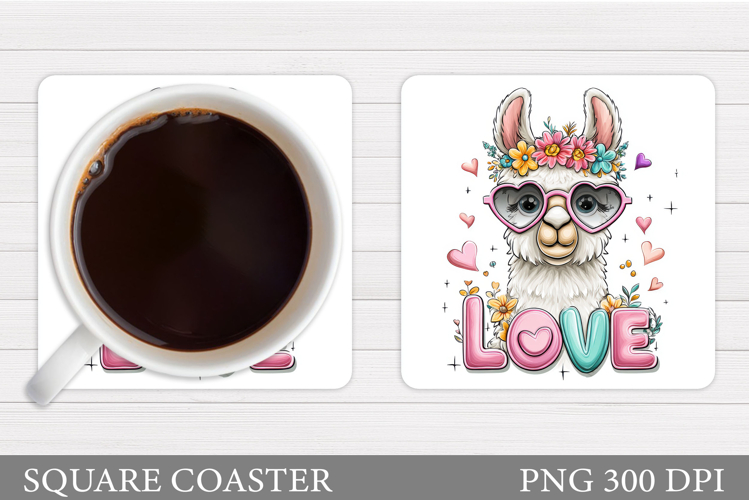 Valentines Lama Coaster. Valentines Coaster Sublimation