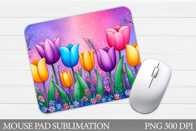 Tulips Mouse Pad Design. Flowers Spring Mouse Pad