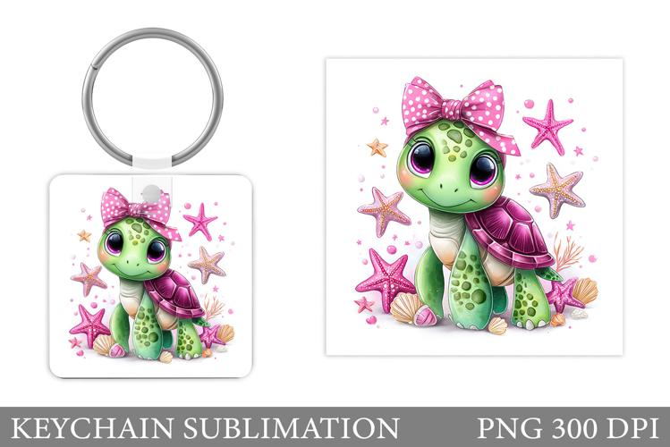 Turtle Keychain Sublimation. Turtle Keychain Design