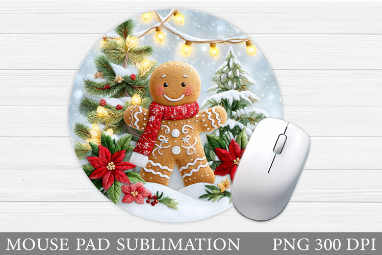 Cute Gingerbread Mouse Pad. Christmas Mouse Pad Design