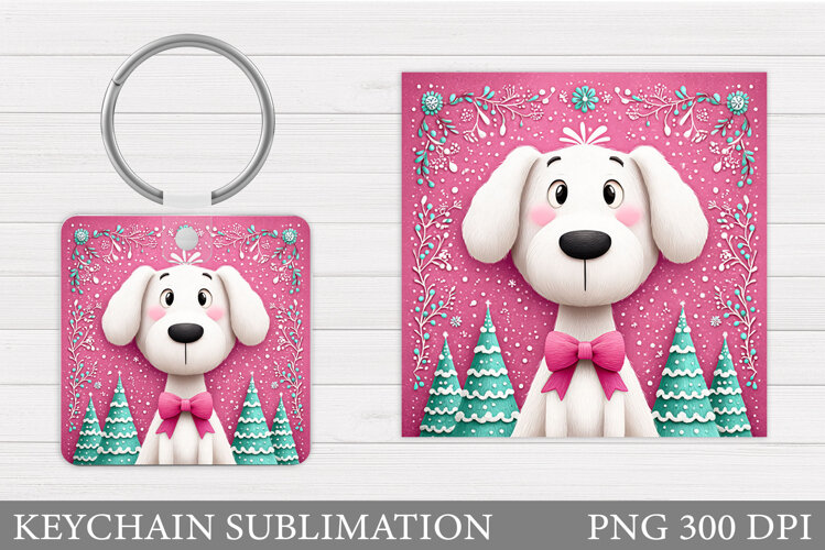 Christmas Dog Keychain. Christmas Keychain Sublimation example image 1