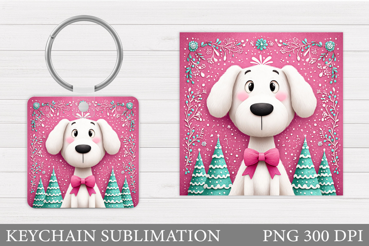 Christmas Dog Keychain. Christmas Keychain Sublimation
