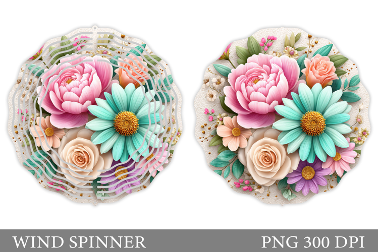 Floral Wind Spinner Sublimation. Flowers Wind Spinner Design