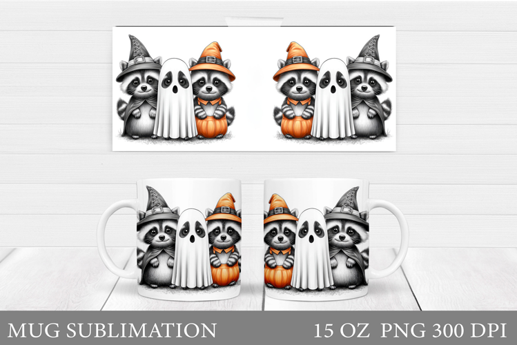 Halloween Raccoon Mug Design. Halloween Raccoon Sublimation