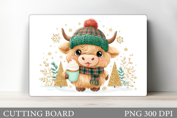Highland Cow Cutting Board. Christmas Cutting Board