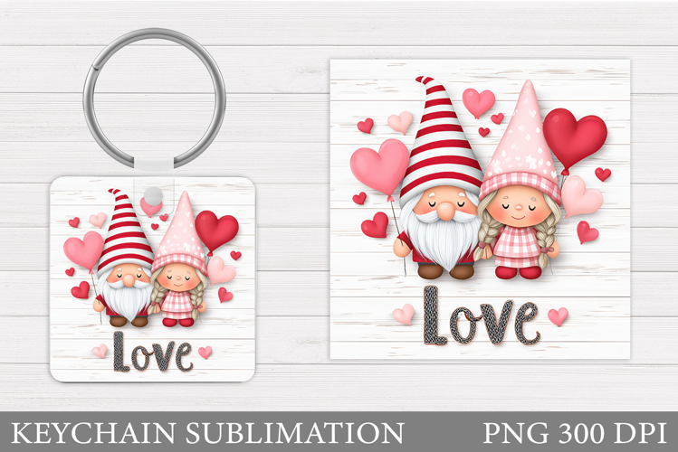 Valentines Gnome Keychain. Valentines Keychain Design