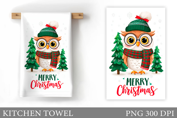 Christmas Owl Kitchen Towel. Christmas Owl Kitchen Towel