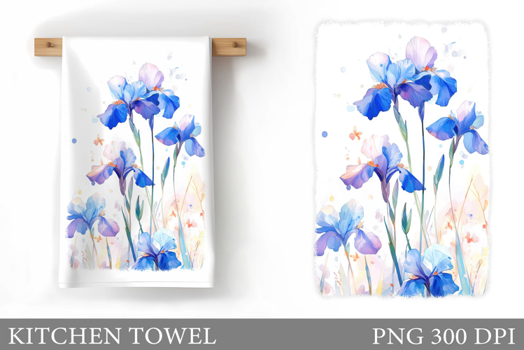 Irises Kitchen Towel. Flowers Kitchen Towel Design