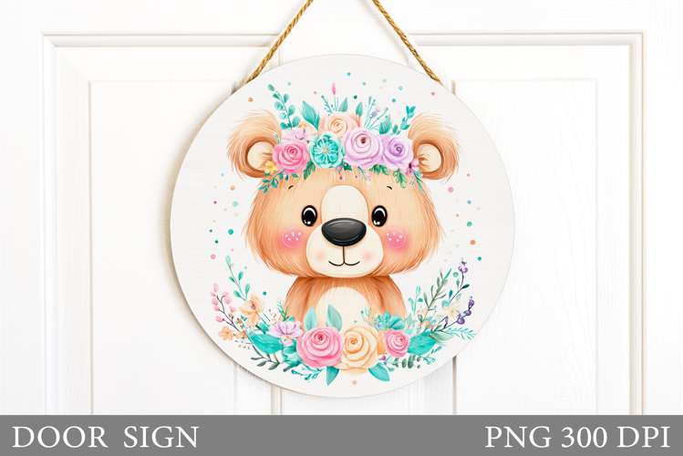 Cute Bear Door Sign Design. Cute Bear Sublimation