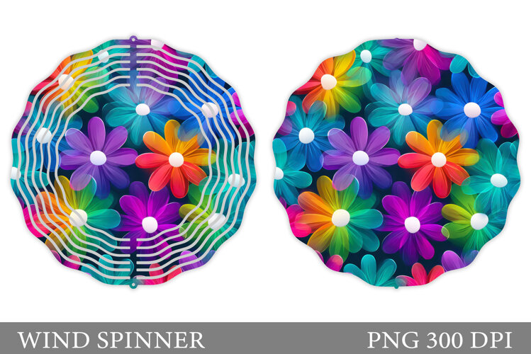 Floral Wind Spinner Sublimation. Flowers Wind Spinner Design example image 1