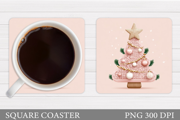 Crochet Christmas Tree Coaster. Christmas Coaster Design