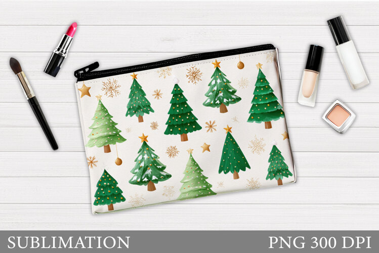 Christmas Cosmetics Bag. Christmas Tree Makeup Bag Design example image 1