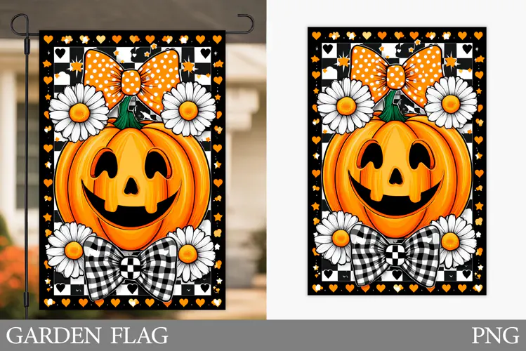 Halloween Pumpkin Garden Flag. Halloween Garden Flag Design