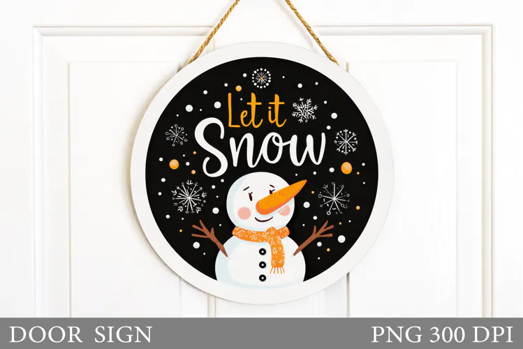 Cute Snowman Door Sign. Christmas Door Sign Design