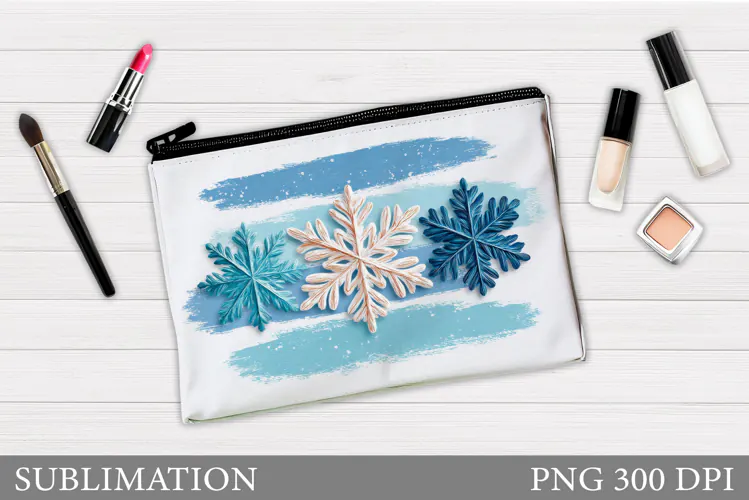 Snowflakes Makeup Bag. Christmas Makeup Bag Sublimation
