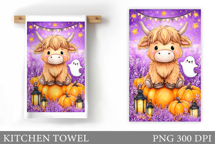 Halloween Cow Kitchen Towel. Halloween Cow Sublimation