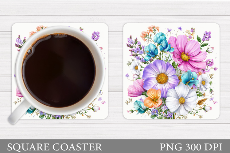 Wildflowers Coaster Design. Floral Coaster Sublimation