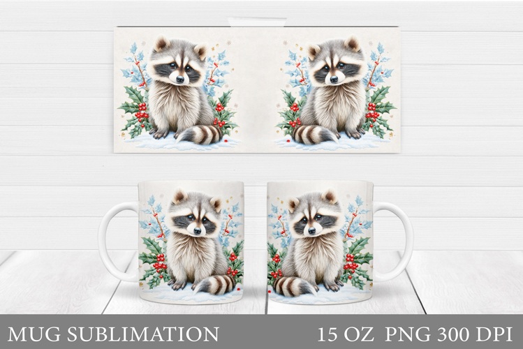 Christmas Raccoon Mug Design. Christmas Mug Sublimation
