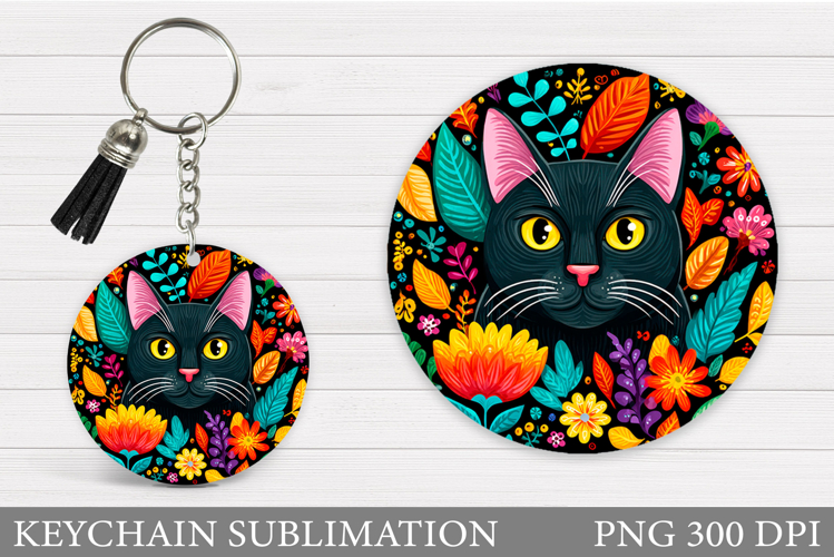 Cute Cat Keychain Design. Cute Cat Sublimation