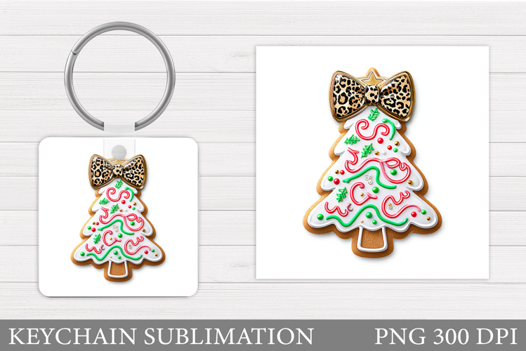 Christmas Tree Keychain. Christmas Round Keychain Design