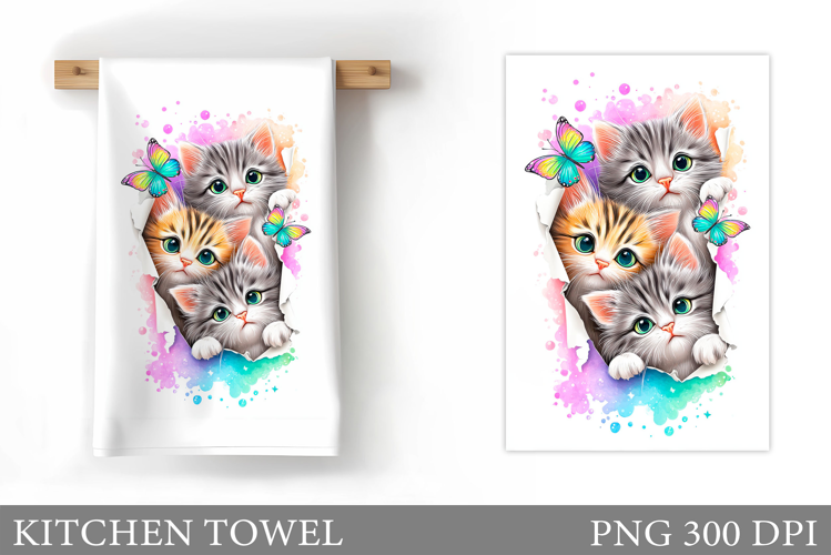 Cute Cats Kitchen Towel Design. Cute Cats Sublimation