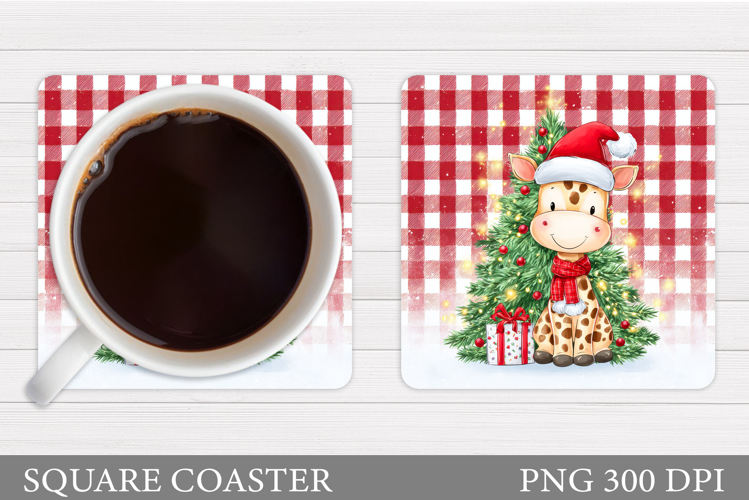 Christmas Giraffe Coaster. Christmas Coaster Sublimation