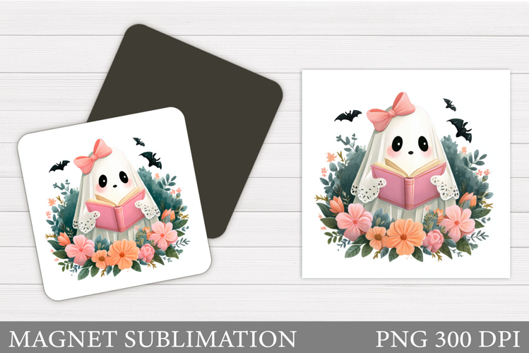 Cute Ghost Magnet Design. Halloween Pumpkin Magnet