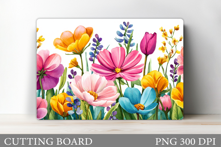 Flowers Cutting Board Sublimation. Wildflowers Cutting Board