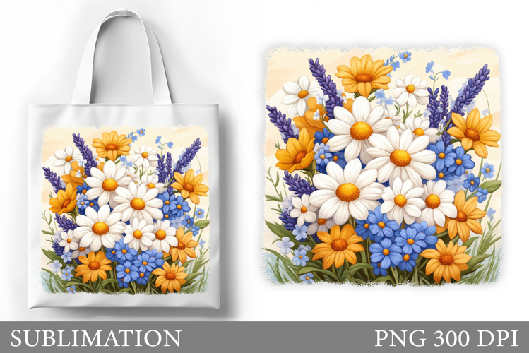 Wildflowers Tote Bag Sublimation. Flowers Sublimation