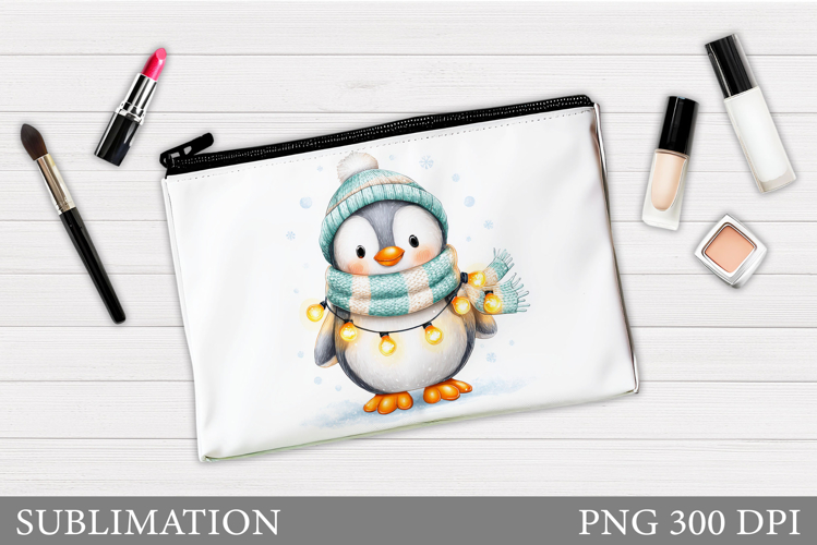 Penguin Cosmetics Bag. Christmas Makeup Bag Design