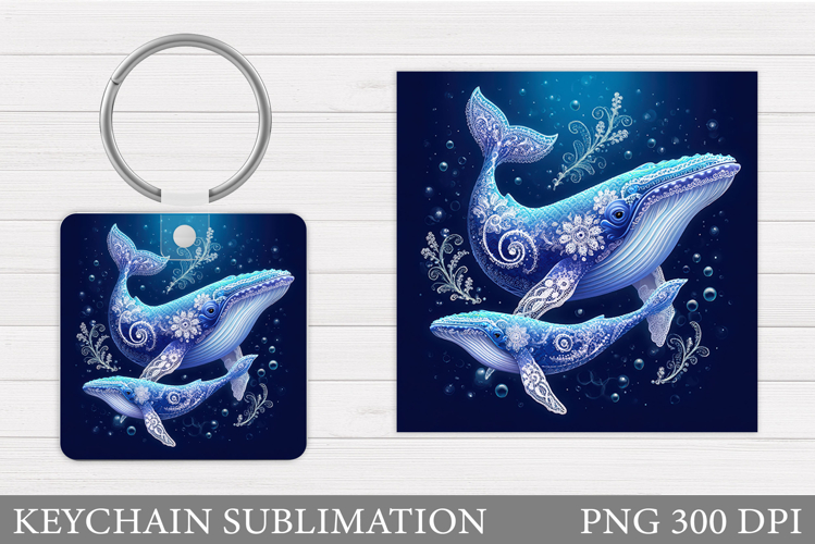 Whale Keychain Sublimation. Whale Sublimation