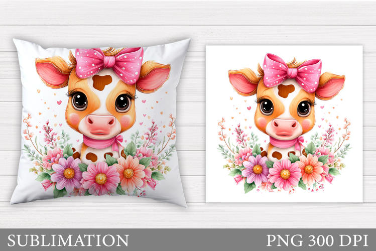 Cute Cow Pillow Design. Cute Cow Sublimation