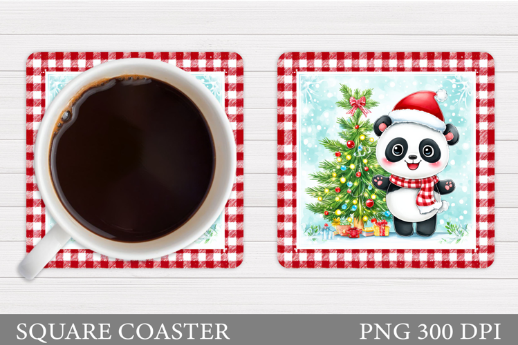 Christmas Panda Coaster. Christmas Coaster Sublimation