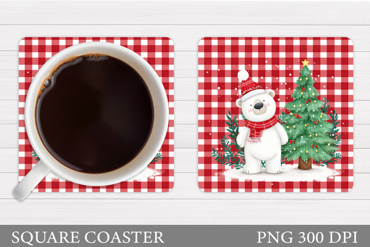 Polar Bear Coaster Design. Christmas Coaster Sublimation